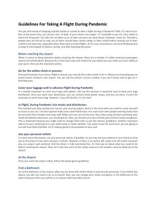 guidelines for taking a flight during pandemic