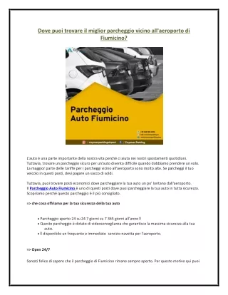 Dove puoi trovare il miglior parcheggio vicino all'aeroporto di Fiumicino?
