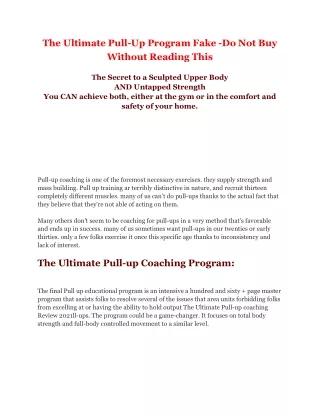 the ultimate pull up program fake