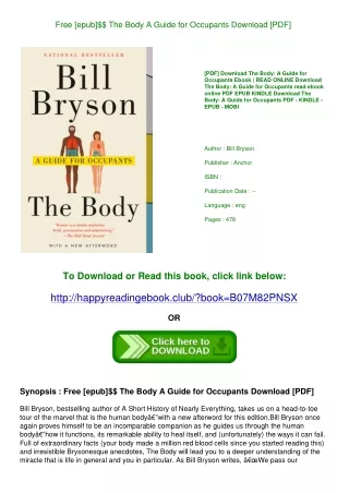 Free [epub]$$ The Body A Guide for Occupants Download [PDF]