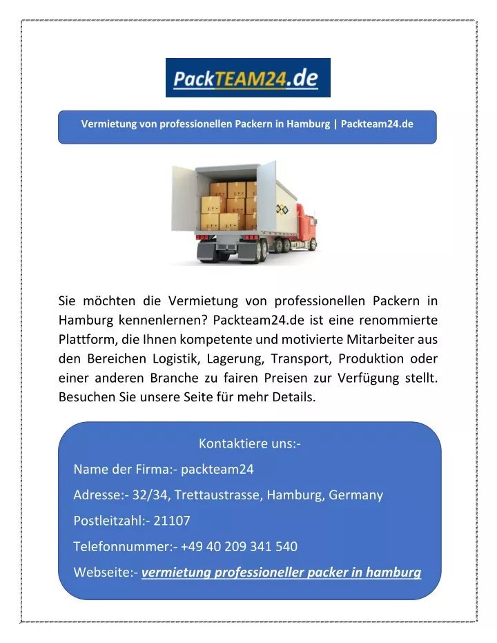 vermietung von professionellen packern in hamburg