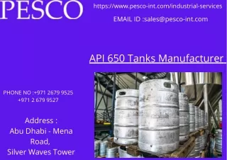 API 650 Tanks Manufacturer | PESCO-INT