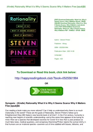 {Kindle} Rationality What It Is  Why It Seems Scarce  Why It Matters Free [epub]$$