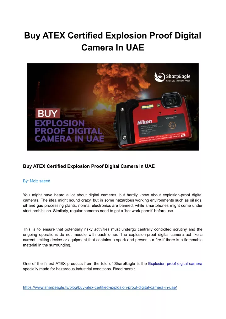 buy atex certified explosion proof digital camera