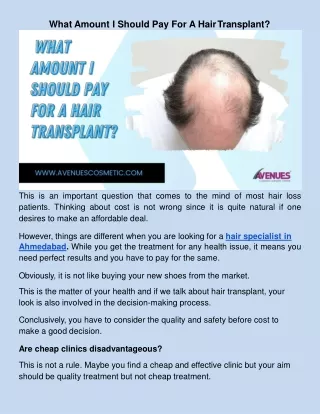 What Amount I Should Pay For A Hair Transplant?