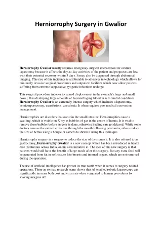 Herniorrophy Surgery in Gwalior