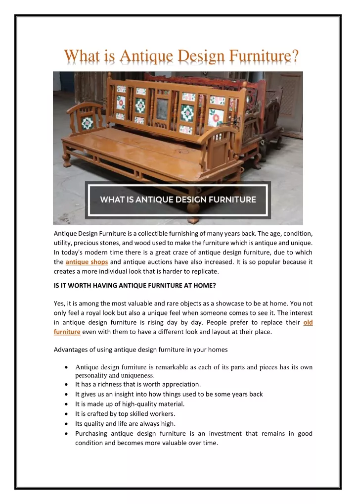 what is antique design furniture