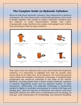 the complete guide on hydraulic cylinders