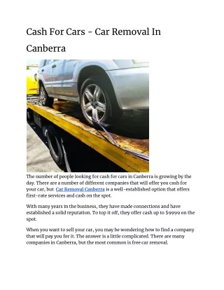 Cash For Cars - Car Removal In Canberra