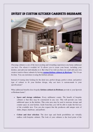 Invest in Custom Kitchen Cabinets Brisbane