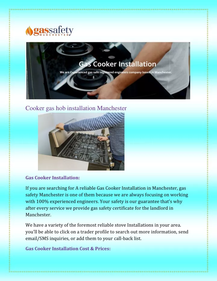 cooker gas hob installation manchester