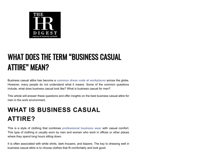 what does the term business casual attire mean