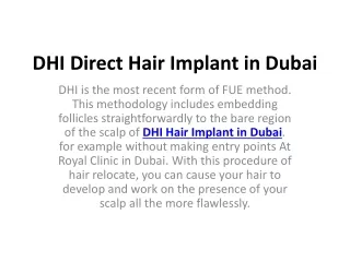 DHI Direct Hair Implant in Dubai