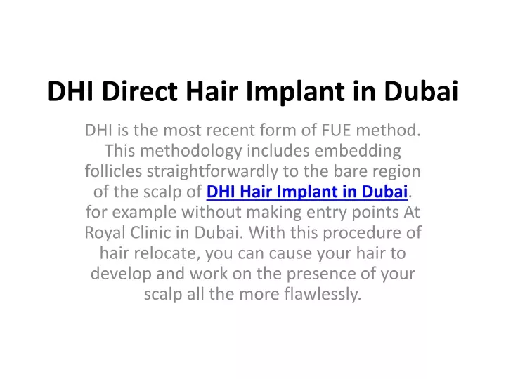 dhi direct hair implant in dubai