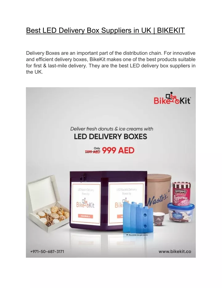 best led delivery box suppliers in uk bikekit