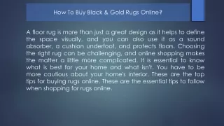 How To Buy Black & Gold Rugs Online