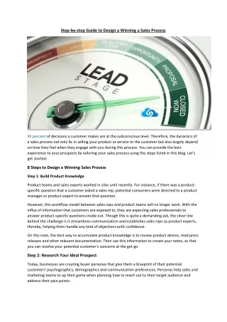 step by step guide to design a winning a sales