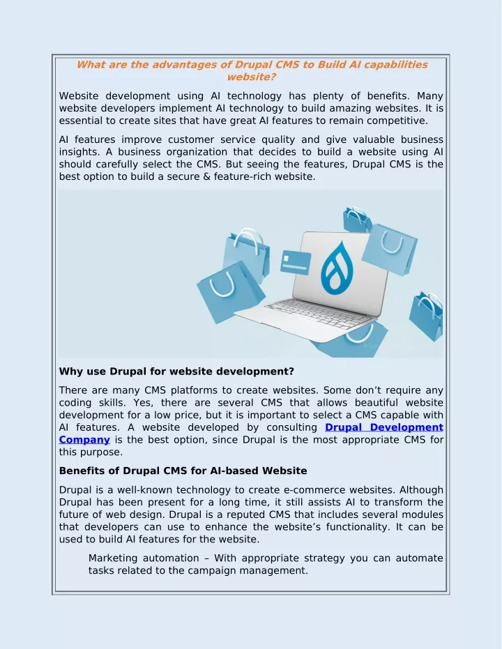 what are the advantages of drupal cms to build