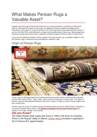 what makes persian rugs a valuable asset