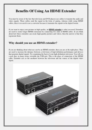 benefits of using an hdmi extender