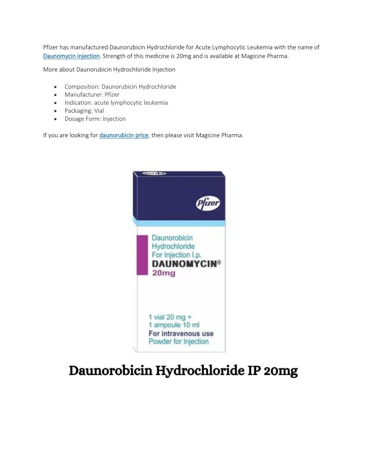 pfizer has manufactured daunorubicin