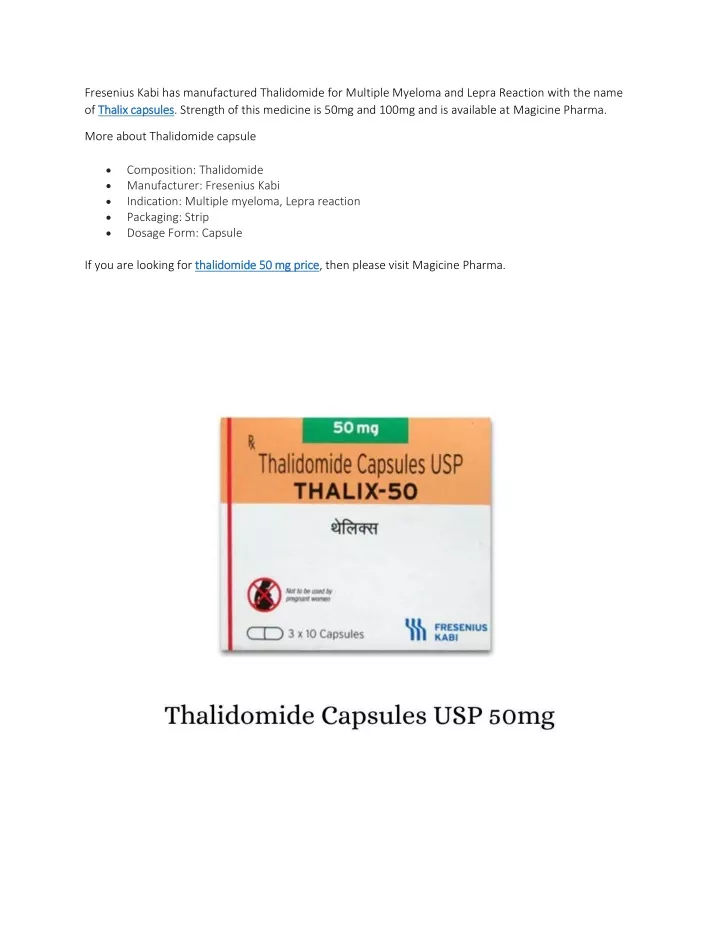 fresenius kabi has manufactured thalidomide