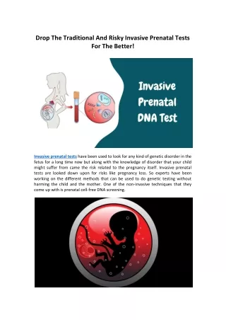 Drop The Traditional And Risky Invasive Prenatal Test For The Better