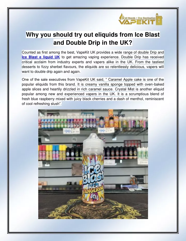 why you should try out eliquids from ice blast
