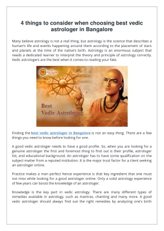 4 things to consider when choosing best vedic astrologer in Bangalore