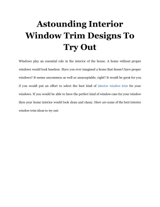 astounding interior window trim designs to try out