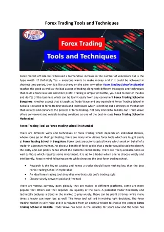 forex trading tools and techniques