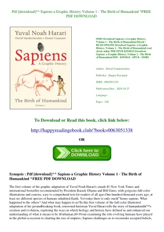 Pdf [download]^^ Sapiens a Graphic History  Volume 1 - The Birth of Humankind ^FREE PDF DOWNLOAD