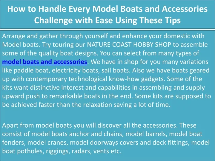 how to handle every model boats and accessories challenge with ease using these tips