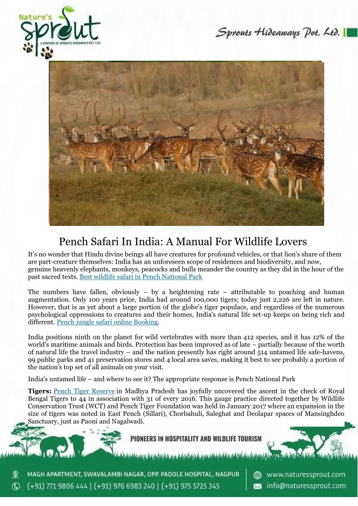 pench safari in india a manual for wildlife
