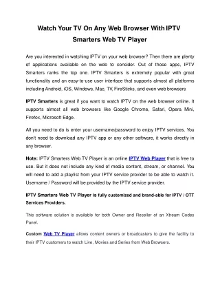 watch your tv on any web browser with iptv