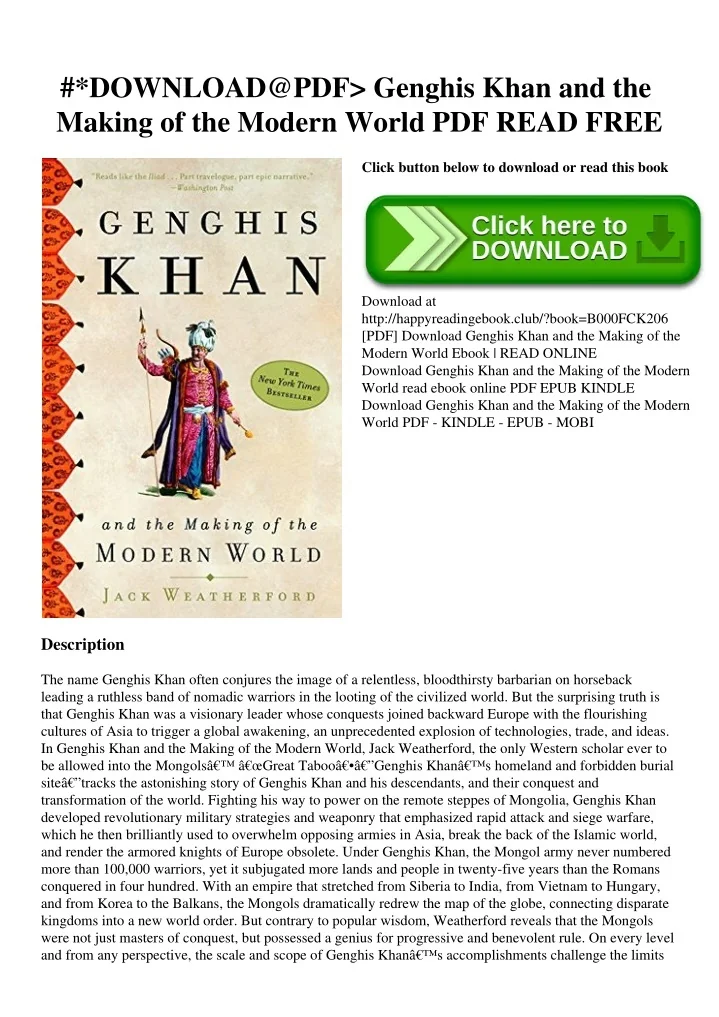 PPT DOWNLOADPDF Genghis Khan and the Making of the Modern World PDF