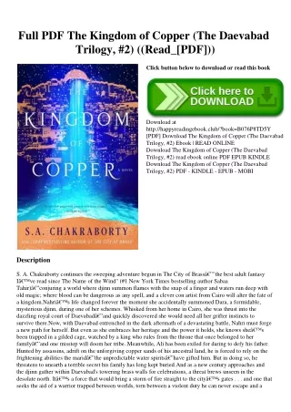 Full PDF The Kingdom of Copper (The Daevabad Trilogy  #2) ((Read_[PDF]))