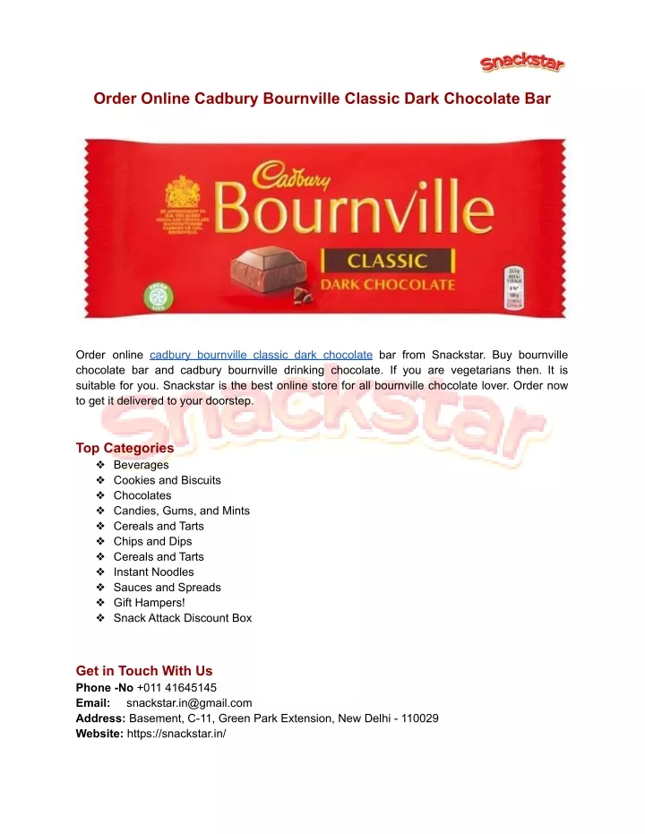 order online cadbury bournville classic dark