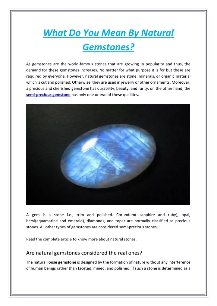 what do you mean by natural gemstones