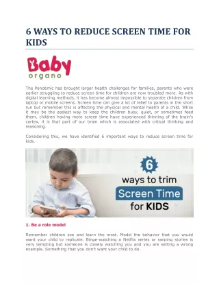 6 ways to reduce screen time for kids