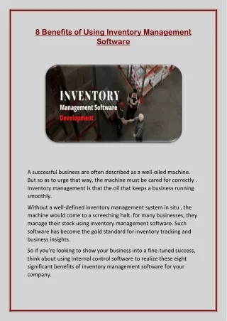8 benefits of using inventory management software