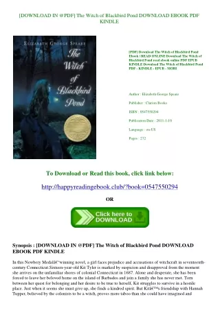 [DOWNLOAD IN @PDF] The Witch of Blackbird Pond DOWNLOAD EBOOK PDF KINDLE