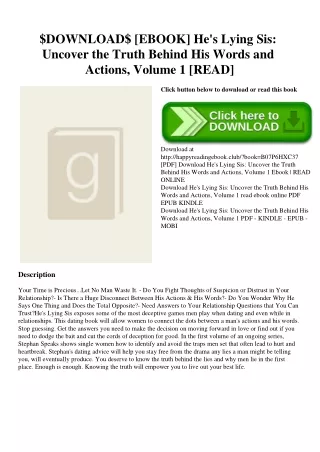 $DOWNLOAD$ [EBOOK] He's Lying Sis Uncover the Truth Behind His Words and Actions  Volume 1 [READ]