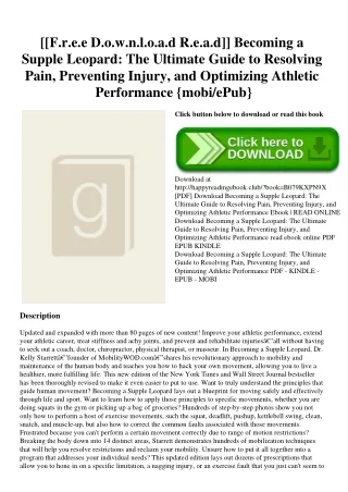 [[F.r.e.e D.o.w.n.l.o.a.d R.e.a.d]] Becoming a Supple Leopard The Ultimate Guide to Resolving Pain  Preventing Injury  a