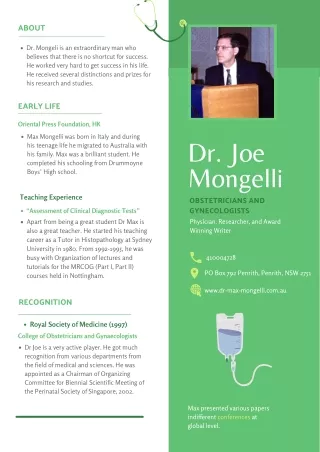 Life of Dr. Joe Mongelli - Obstetricians and Gynecologists