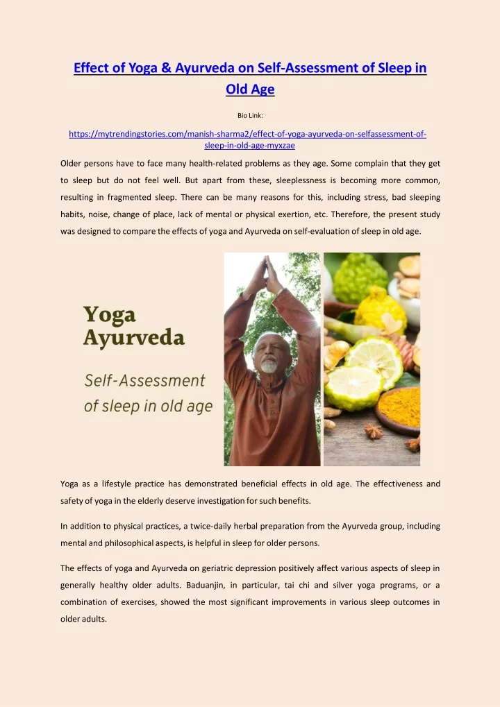 effect of yoga ayurveda on self assessment