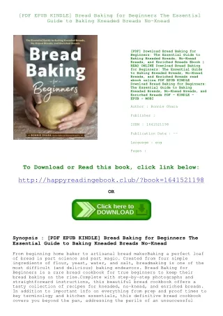 [PDF EPUB KINDLE] Bread Baking for Beginners The Essential Guide to Baking Kneaded Breads  No-Knead