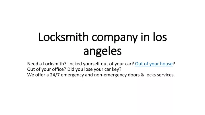 locksmith company in los locksmith company