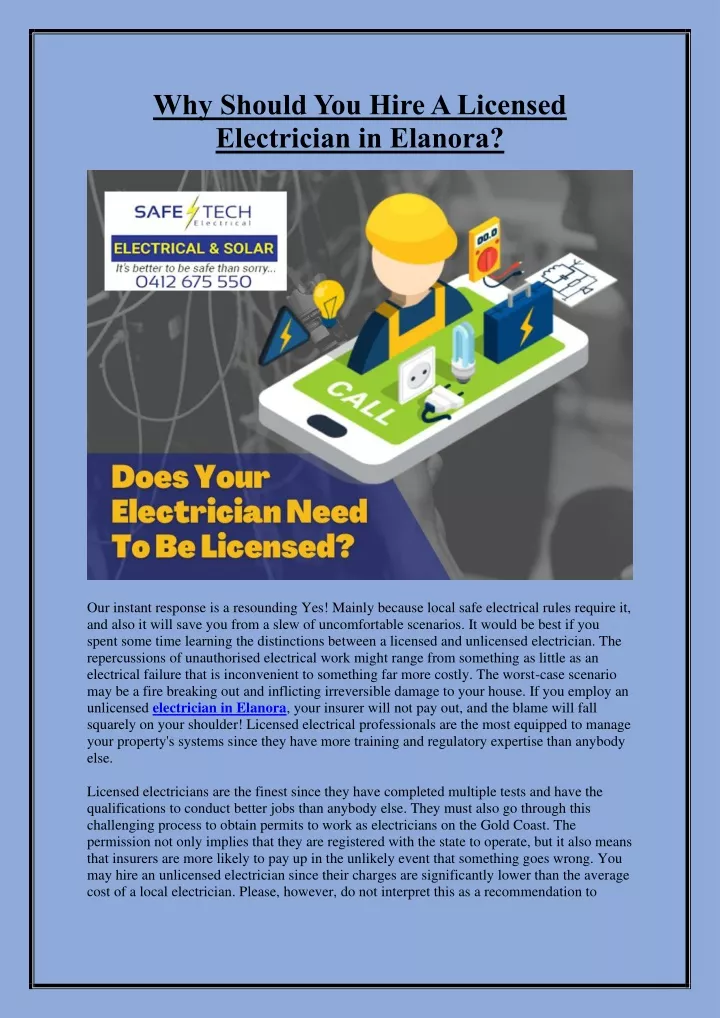 why should you hire a licensed electrician