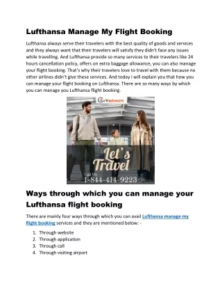 1-844-414-9223 Manage Your Lufthansa Airlines Flight Booking on Air1network